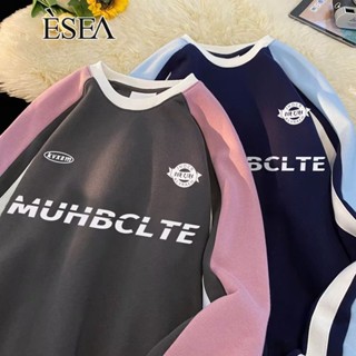 Esea เสื้อกันหนาว คอกลม พิมพ์ลาย สไตล์ยุโรป และอเมริกา สตรีท แฟชั่นฤดูใบไม้ผลิ และฤดูใบไม้ร่วง สําหรับผู้ชาย