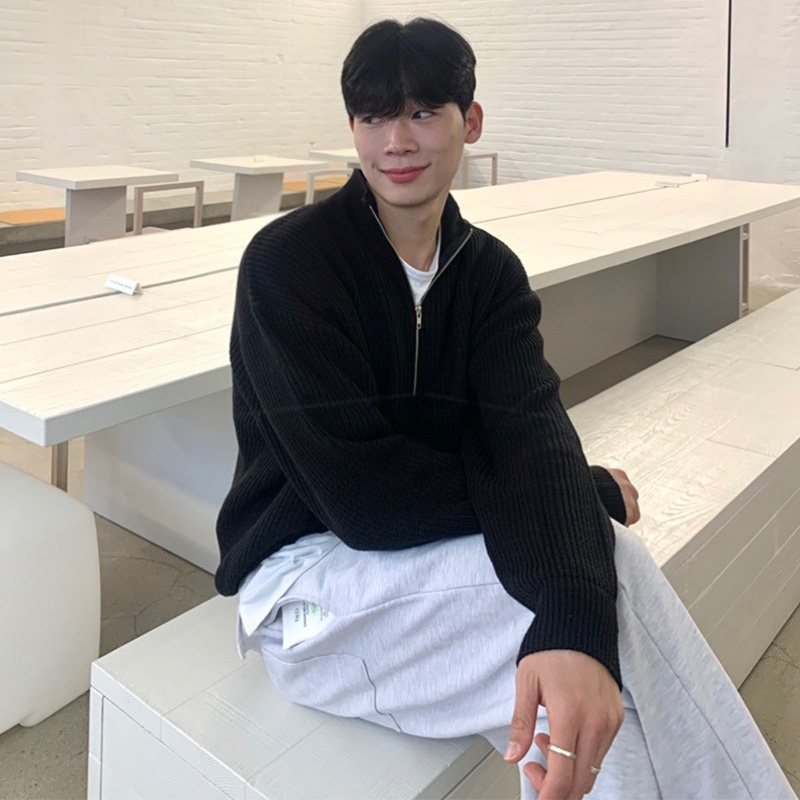 เสื้อแจ็กเก็ตกันหนาว คอเต่า ทรงหลวม สไตล์เกาหลี แฟชั่นฤดูใบไม้ร่วง สําหรับผู้ชาย 2024