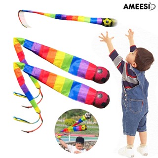 Ameesi ลูกบอลริบบิ้น สีสันสดใส กลางแจ้ง โยนรับของเล่น ส่งเสริมการรวมประสาทสัมผัส ความสุขในวัยเด็ก กระสอบทราย สําหรับเด็ก