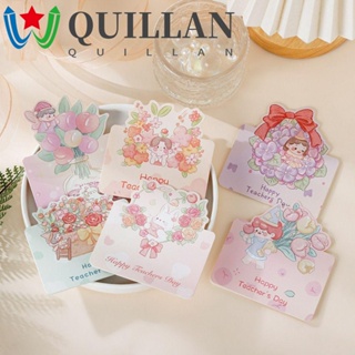 Quillan การ์ดเชิญเปล่า ลายดอกไม้ Thank You แบบพับได้ สําหรับตกแต่งวันครู DIY 10 ชิ้น