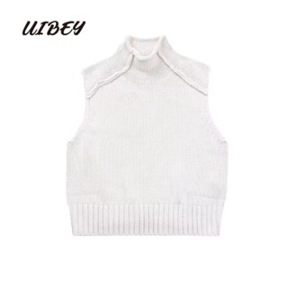 Uibey เสื้อกั๊กถัก อเนกประสงค์ สีพื้น แฟชั่น 4006