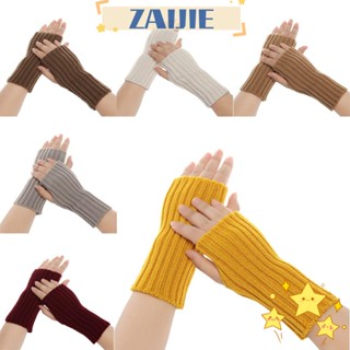 Zaijie24 ถุงมือถัก แบบยาว ยืดหยุ่น อบอุ่น นุ่ม แขนอุ่น