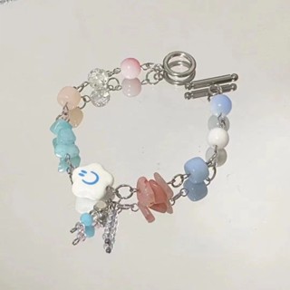 พร้อมส่ง Y2K สร้อยข้อมือลูกปัดแก้ว ลายดาวยิ้มน่ารัก สําหรับเด็ก