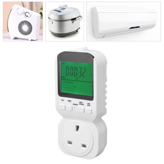 Orichi Machinery Outlet Timer จอแสดงผล LCD ดิจิตอลนับถอยหลังปลั๊ก ในร่ม Timed Power สวิทช์อุณหภูมิ Probe UK Plug 250V 13A 50HZ 3250W