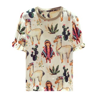 เสื้อเชิ้ต ผ้าชีฟอง พิมพ์ลาย ทรงหลวม 7165