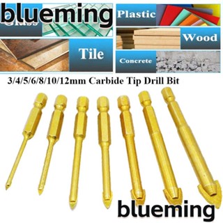 Blueming2 ดอกสว่านเจาะกระจก เหล็กคาร์บอน ทรงสามเหลี่ยม 45 # 3 4 5 6 8 10 12 มม. สีทอง สําหรับกระเบื้อง หินอ่อน กระจก