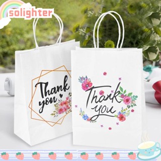 Solighter ถุงกระดาษคราฟท์ ลาย Thank You พร้อมหูหิ้ว สําหรับใส่ของขวัญ งานแต่งงาน ปาร์ตี้ 10 ชิ้น