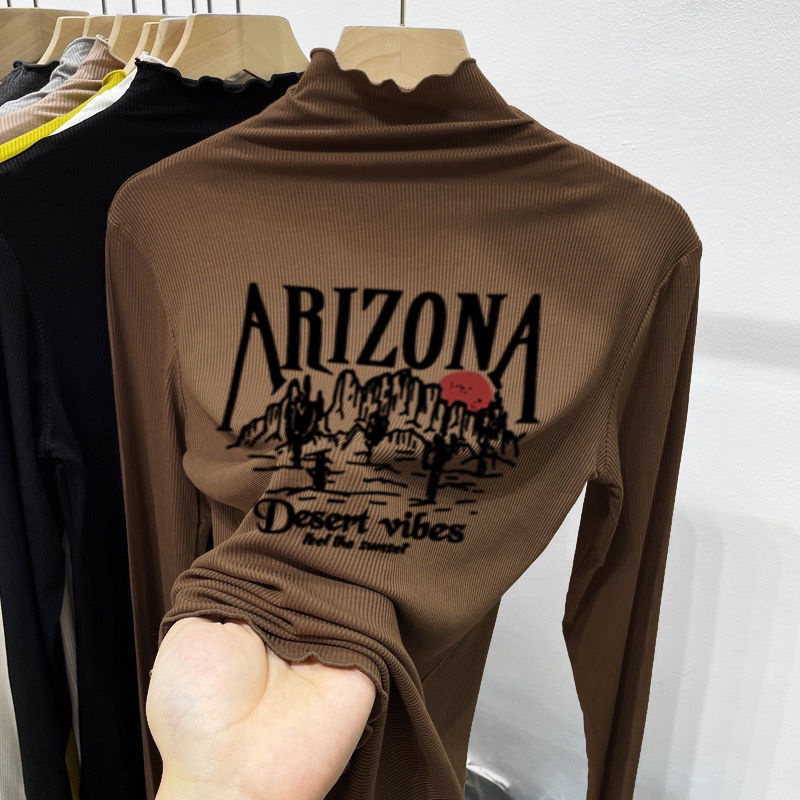 เสื้อยืดคอเต่า แขนยาว ครึ่งตัว สไตล์เกาหลี หูไม้ ทรงสลิมฟิต กระชับสัดส่วน แขนยาว หรูหรา จับคู่ด้านใน สําหรับผู้หญิง