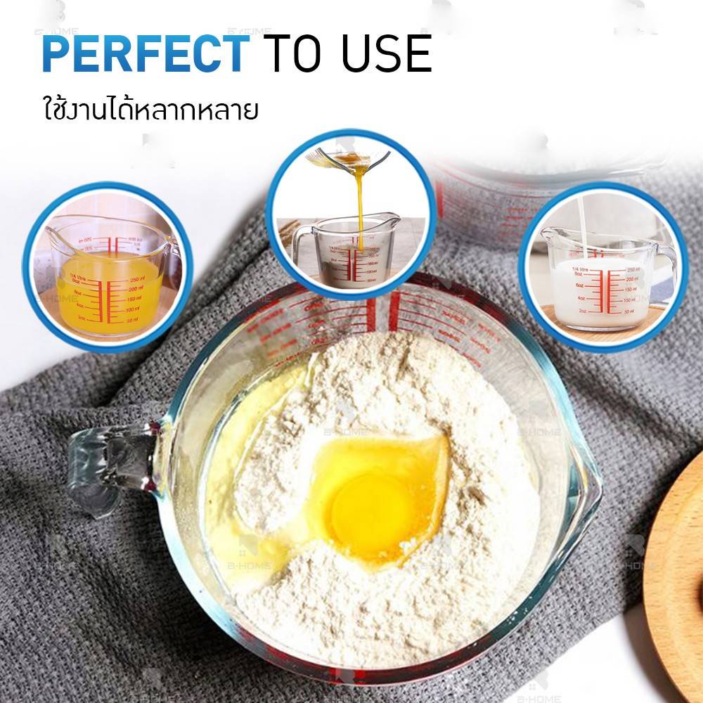 ถ้วยตวงแก้ว ถ้วยชงกาแฟ กาแฟ Measuring cup ขนาด 250 ml / 8 ออนซ์ ทนทาน ทนความร้อนสูง - รูปที่ 2