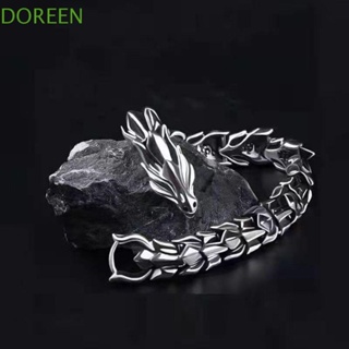 Doreen สร้อยข้อมือโซ่หนา สีเงิน สไตล์พังก์ ฮิปฮอป เครื่องประดับแฟชั่น สําหรับผู้ชาย