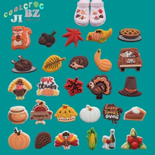 Jibbitz อุปกรณ์เสริมหัวเข็มขัด รูปดอกไม้ สําหรับตกแต่งรองเท้า Crocs Thankgiving Series Crocs