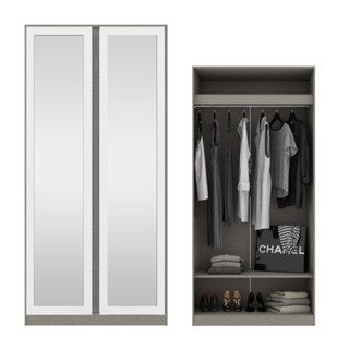 [กทม. 3-5 วัน ส่ง] Koncept furniture ตู้เสื้อผ้าบานเปิด รุ่น Blox สีเทาอ่อน (100x59x210 ซม.)