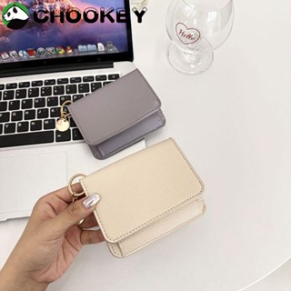 Chookey กระเป๋าสตางค์ ใบสั้น หนัง PU น้ําหนักเบา มีซิป สีพื้น แฟชั่นสําหรับสตรี