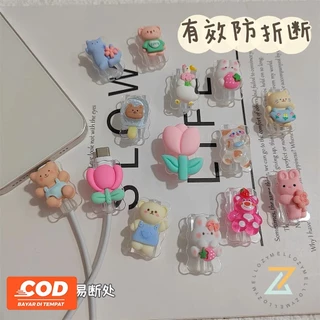 ตัวถนอมสายชาร์จโทรศัพท์มือถือ ลายการ์ตูนตุ๊กตา 3D สีแคนดี้ กันสายหัก