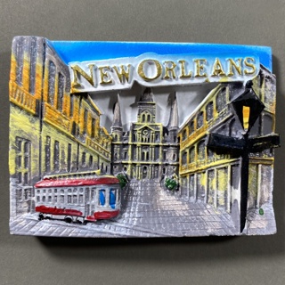 สติกเกอร์แม่เหล็กติดตู้เย็น เรซิน ลาย Street View of New Orleans Louisiana USA 3D แฮนด์เมด สําหรับตกแต่งตู้เย็น ของที่ระลึก ของสะสม