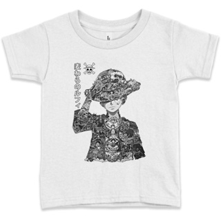 Partyprintstore เสื้อยืด พิมพ์ลายอนิเมะ One Piece Luffy BW V1 11 สําหรับเด็กผู้ชาย