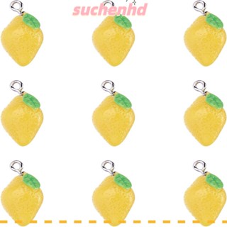 Suchenhd จี้เรซิ่น รูปมะนาว ผลไม้สีเหลือง สําหรับทําเครื่องประดับ ต่างหู DIY
