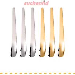 Suchenhd ช้อนกาแฟ โยเกิร์ต ไอศกรีม ผลไม้ สเตนเลส ด้ามจับยาว สีเงิน ทําความสะอาดง่าย 6 ชิ้น