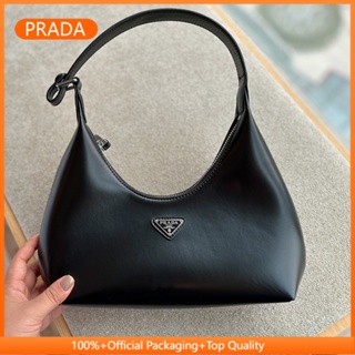 Womens handbag prad cleo underarm bag Classic line smooth elegant genuine leather size 24*15cm Fashion Womens bag WFNV