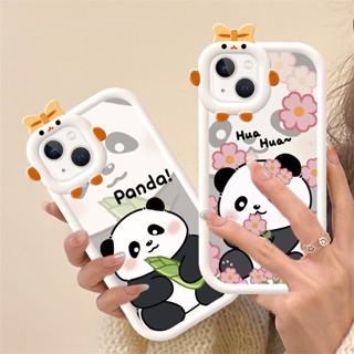 เคสโทรศัพท์มือถือ TPU แบบนิ่ม ลายแพนด้า ผูกโบว์ สําหรับ OPPO A15 A15S A12E A16 A16s A31 A53 A54 A55 A57 A3S A72 A74 A8 A9 A5 2020 A96