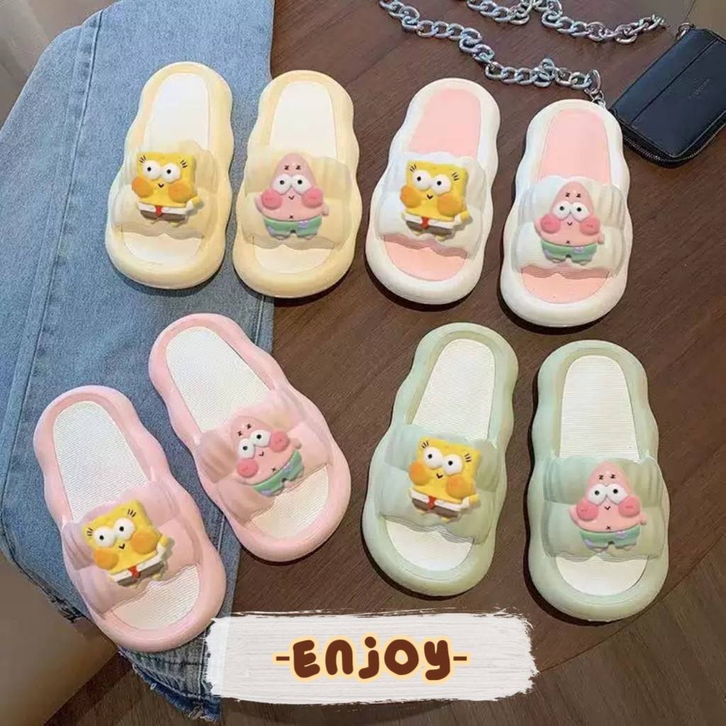 🍓EnJoy🍓 พร้อมส่ง (LT-NM) รองเท้าแตะแบบสวม ดีเทลลายหยัก รูปกาตูนร์ใส่สบาย