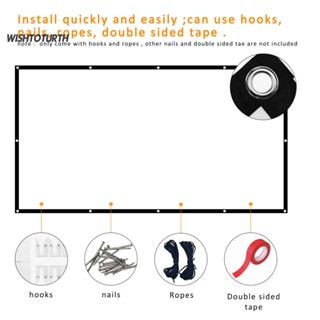 ☼Wt H60C ผ้าม่านโปรเจคเตอร์ โพลีเอสเตอร์ แบบหนา พับได้ 60 นิ้ว 16:9 สําหรับภาพยนตร์