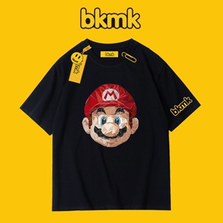 Bkmk เสื้อยืดแขนสั้น ทรงหลวม สีดํา สไตล์ญี่ปุ่น สําหรับผู้ชาย