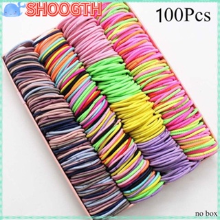 Shoogth ยางรัดผมหางม้า ไนล่อน สีแคนดี้ 3 ซม. สําหรับเด็กผู้หญิง 100 ชิ้น