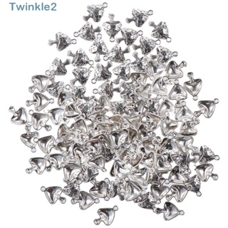 Twinkle จี้ลูกปัดเห็ดอัลลอย สไตล์วินเทจ โบราณ สีเงิน 26*18 มม. สําหรับทําเครื่องประดับ ต่างหู 100 ชิ้น