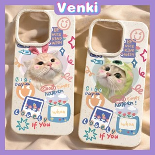 VENKI - เข้ากันได้สำหรับ เคสไอโฟน เคสไอโฟน11 เคส iphone 11 กรณีเป็นมิตรกับสิ่งแวดล้อมย่อยสลายได้สีขาวกรณีกันกระแทกน่ารักแมวภาษาอังกฤษเข้ากันได้กับ iPhone 14 PRO MAX 13 PRO MAX 12 11Pro MAX XR XS MAX 7Plus 8 PLUS