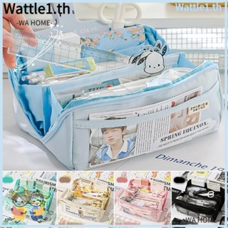 Wttle กระเป๋าดินสอ 10 ชั้น กันน้ํา ความจุขนาดใหญ่ สีพื้น สําหรับโรงเรียน สํานักงาน