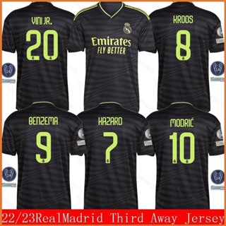 เสื้อกีฬาแขนสั้น ลายทีมฟุตบอล YT3 22 23 Jersey Third Away Modric Hazard Kroos Benzema ViniJR Rodrygo Player Edition TY3