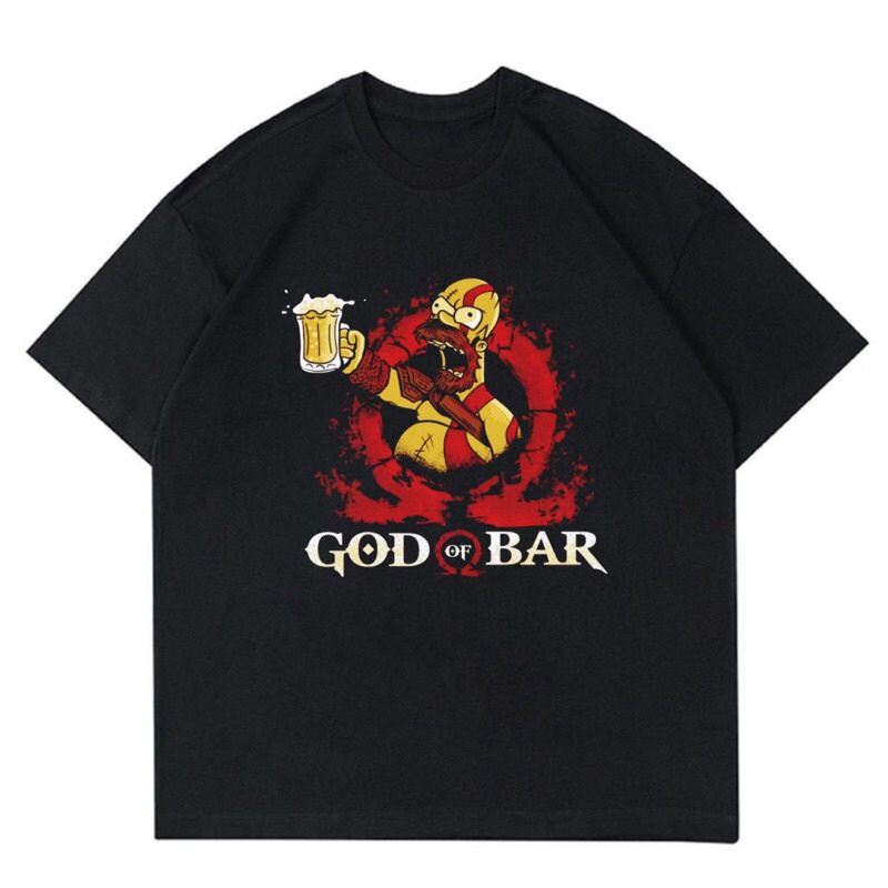 เสื้อยืด THE SIMPSONS - GOD OF BAR | เสื้อยืดโอเวอร์ไซส์ THE SIMPSONS | THE SIMPSONS ANIMATION DRESS