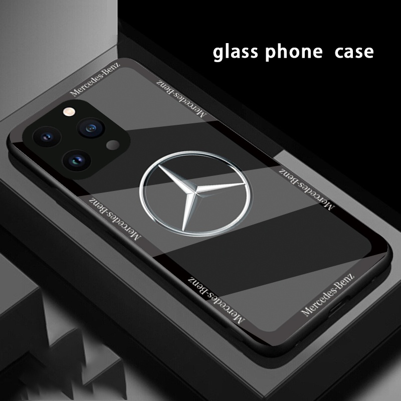 สินค้าพร้อมStylishและMinimalist Mercedes Benzกีฬารถไอคอนแก้วเคสโทรศัพท์สําหรับIPhone 16 13 12 11 14 15 Pro Max Mini XR XS Plus Antiลายนิ้วมือป้องกันกรณี