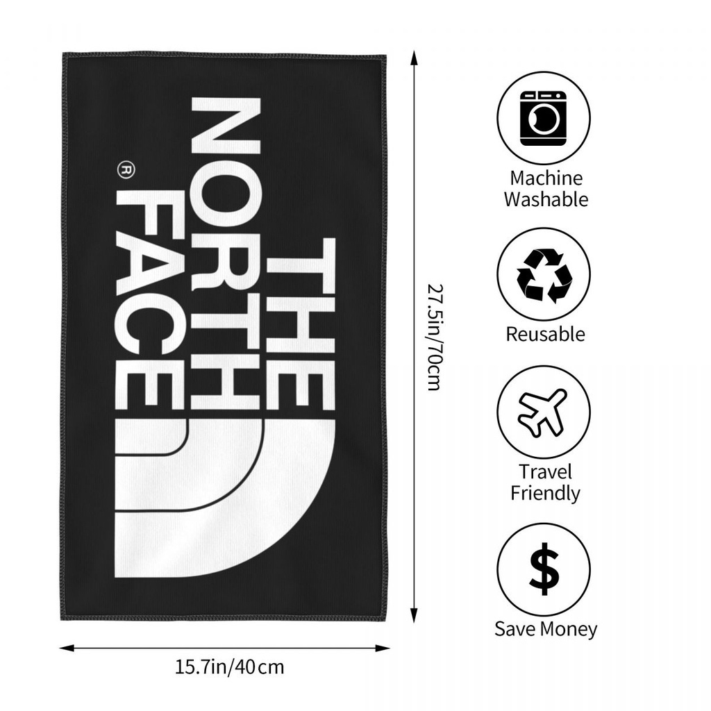 The North Face ผ้าขนหนูอาบน้ํา ทรงสี่เหลี่ยม ลายโลโก้ สีขาว (2) 70x40 ซม. สําหรับออกกําลังกาย โยคะ วิ่ง กลางแจ้ง