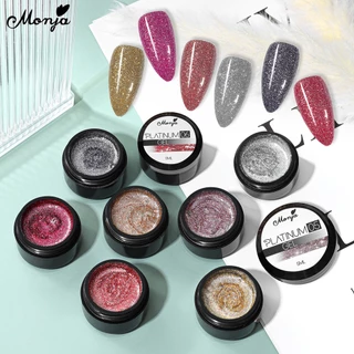 Monja กลิตเตอร์เลื่อม สีสะท้อนแสง สําหรับตกแต่งเล็บเจล UV LED 5 มล. nail gel polish glitters decor