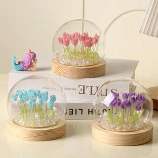 Panasi โคมไฟ Led รูปดอกทิวลิปจําลอง DIY โคมไฟตั้งโต๊ะ