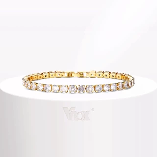 Vnox สร้อยข้อมือ ประดับเพทาย ทอง 18K สําหรับผู้หญิง