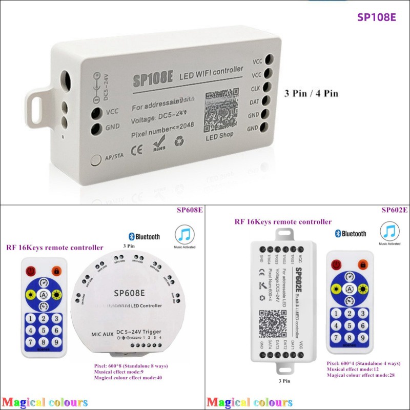 ตัวควบคุมแถบไฟ Led SP108E SP602E SP608E สําหรับ WS2811 WS2812B SK6812