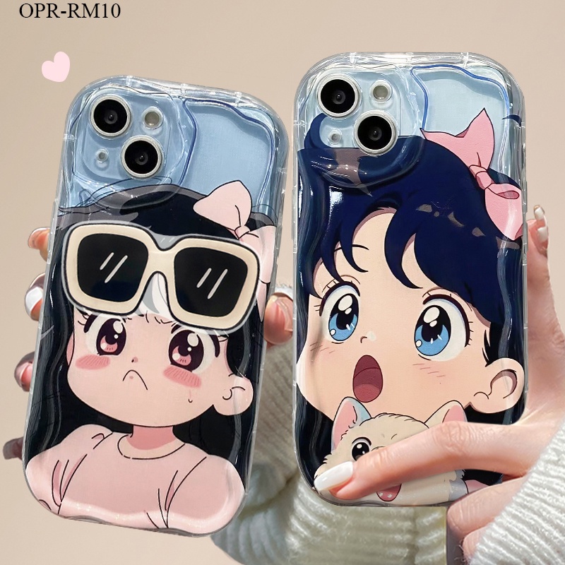 【ฟรี ที่วางโทรศัพท์】 Realme 10 8 7 7i 6 6i 5 5i 5S 2 C17 Pro 5G เคสออปโป้ สำหรับ Case Shockproof Silicone การ์ตูน Crayon Shin-chan Girl Dog Pattern Cream Texture เคสโทรศัพท์ Cover