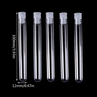 Pre-Roll พลาสติกใส หลอดทดลองพลาสติกใส พร้อมฝาปิด 12x100 มม. 50 ชิ้น/แพ็ค