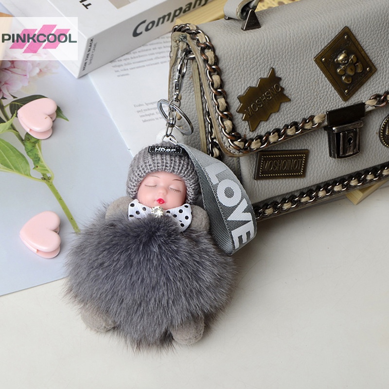 Pinkcool พวงกุญแจตุ๊กตาน่ารัก นอนหลับ ตุ๊กตาเด็ก ตุ๊กตาของเล่น พวงกุญแจ จี้กระเป๋า ขายดี