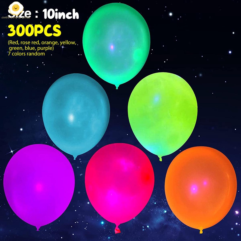 【BIG SALE】ลูกโป่งนีออนเรืองแสงในที่มืด 7 สี 10 นิ้ว สําหรับตกแต่งปาร์ตี้ [300 ชิ้น]