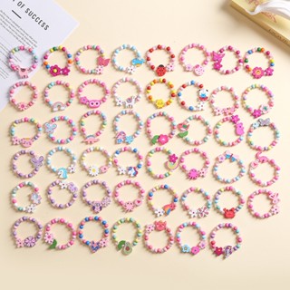 สร้อยข้อมือลูกปัดไม้ รูปการ์ตูนยูนิคอร์น สีรุ้ง แบบสร้างสรรค…