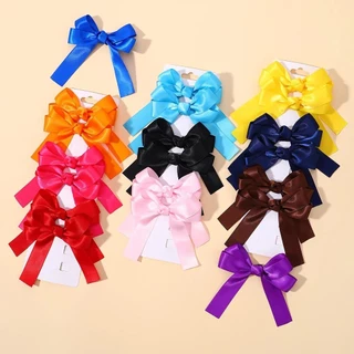 กิ๊บติดผม ริบบิ้น โบว์ แฮนด์เมด สีพื้น เครื่องประดับ สําหรับเด็กผู้หญิง บูติก 2 ชิ้น/ชุด