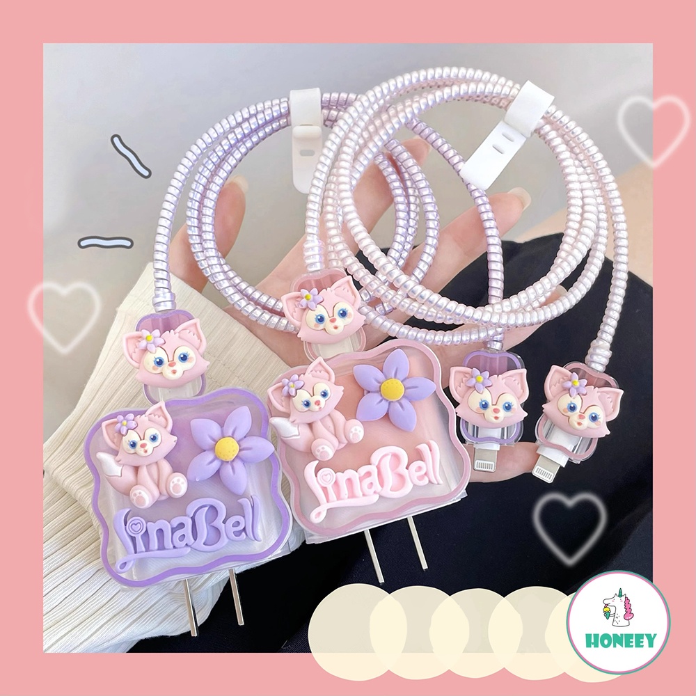 Linabell ตัวป้องกันสายเคเบิล น่ารัก สําหรับ IPhone ชาร์จเร็ว เคสป้องกัน USB สายเคเบิลข้อมูล ฝาครอบป้องกันสาย