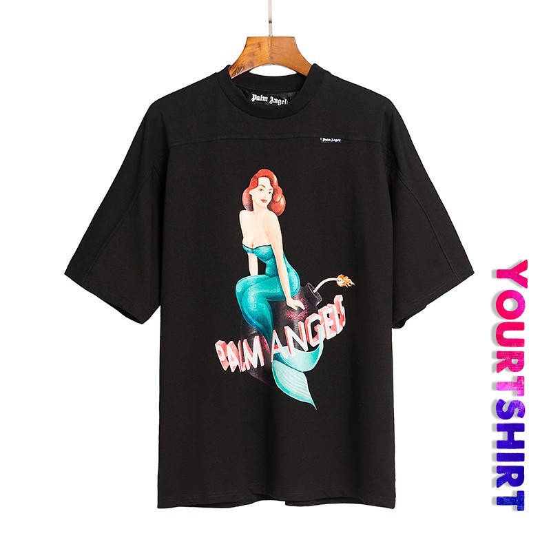 #T12 พร้อมส่ง เสื้อยืดคอกลม แขนสั้น พิมพ์ลายกราฟฟิกนางเงือก ระเบิด ตัวอักษร โอเวอร์ไซซ์ สไตล์เกาหลี วินเทจ สีพื้น พลัสไซซ์ สําหรับผู้ชาย ผู้หญิง คู่รัก