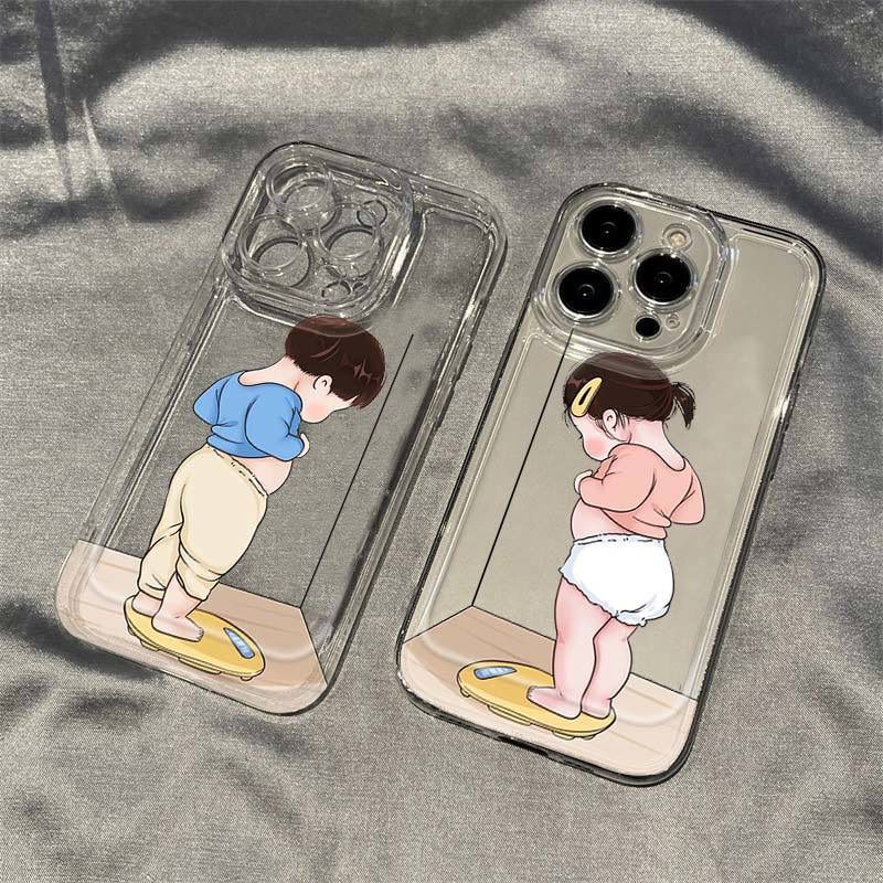 เหมาะสําหรับเคสโทรศัพท์ใส IPhone 12 Pro Max แฟชั่นลักษณะเฉพาะขั้นสูงน่ารักชั่งน้ําหนักเด็กชายและเด็กหญิงสไตล์ INS