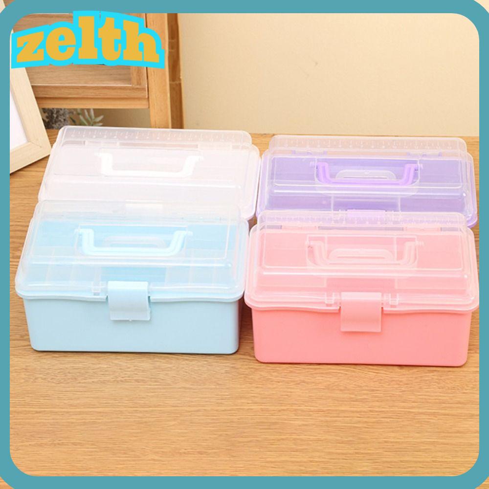 Zelth กล่องพลาสติก 2/3 ชั้น ความจุขนาดใหญ่ พับได้ สําหรับจัดเก็บเครื่องประดับ กิ๊บติดผม