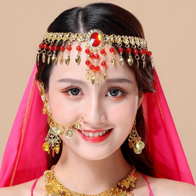 สร้อยคอโซ่ ประดับเพชร สไตล์อินเดีย สําหรับเต้นรําหน้าผาก